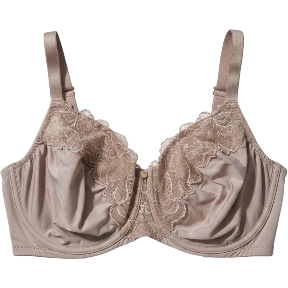 Natori Underwire Bra 34H Taupe Lace Trim Unlined Full Coverage